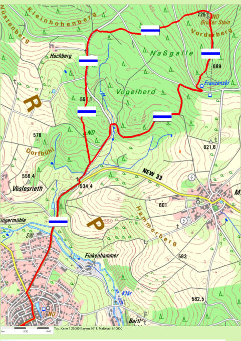 Top. Karte 1:25000 Bayern 2011, Maßstab 1:10000 km 0.20 0.40