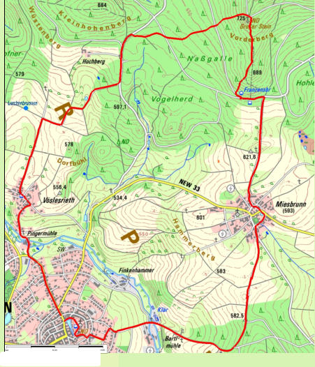 Top. Karte 1:25000 Bayern 2011, Maßstab 1:10232 © Copyright: siehe Hinweis auf dem verwendeten Datenträger Seite 1 von 1 km 0.40 0.80